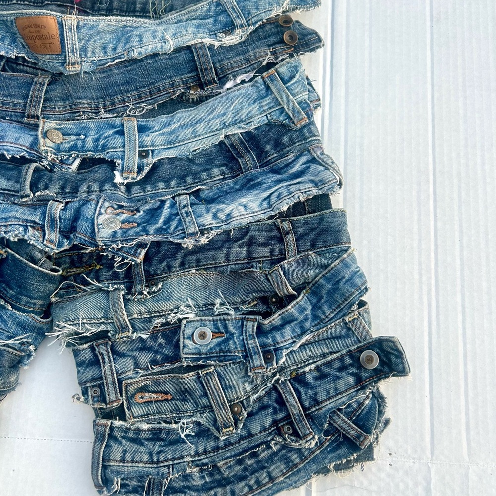 Wavy Strap Denim Shorts - (custom made available in any size) - Picture 3 of 6